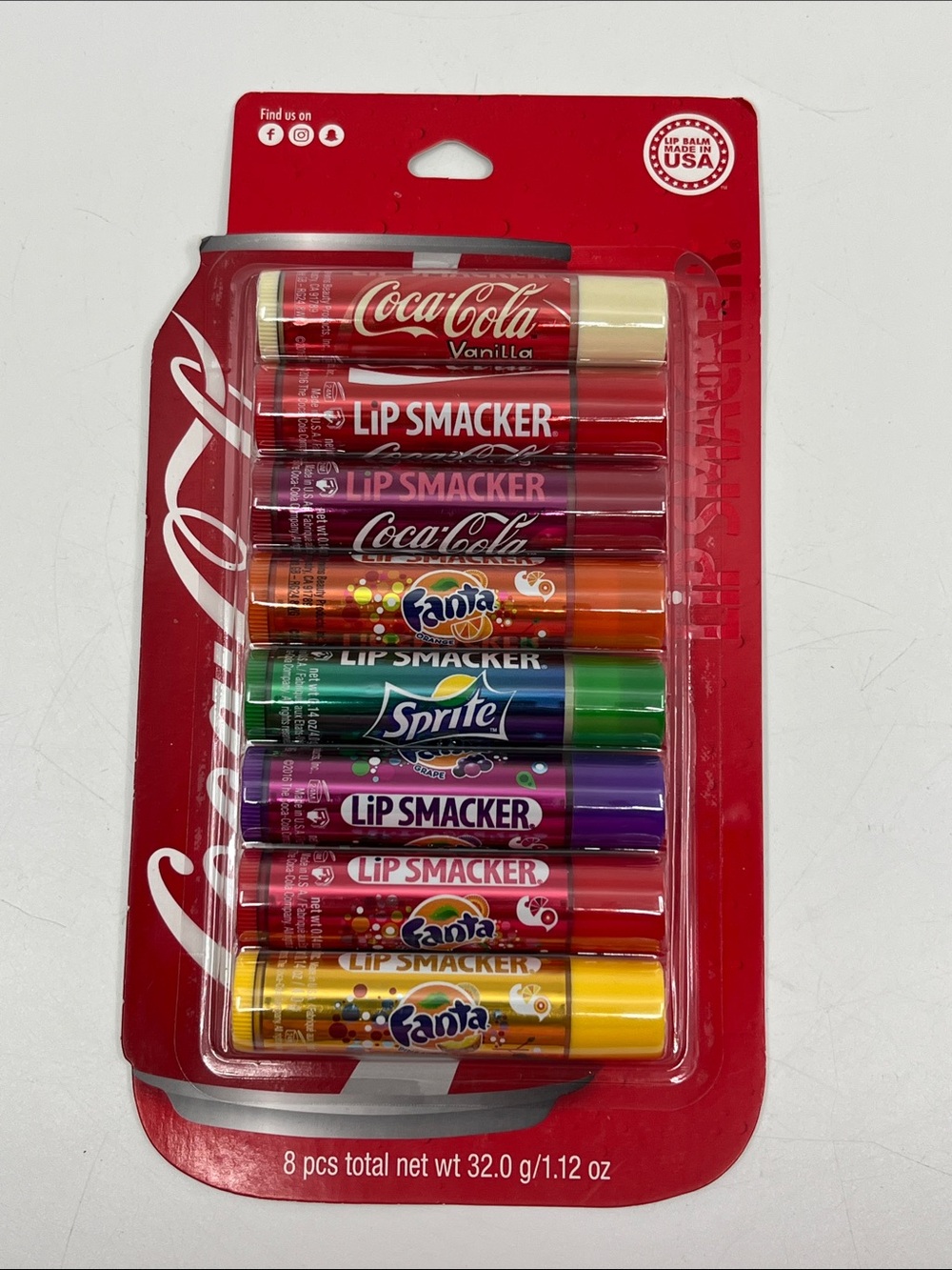 Claire’s Coca-Cola 8 Pc. Lip Smacker Balm Set - Fanta, Sprite, Cherry, Vanilla
